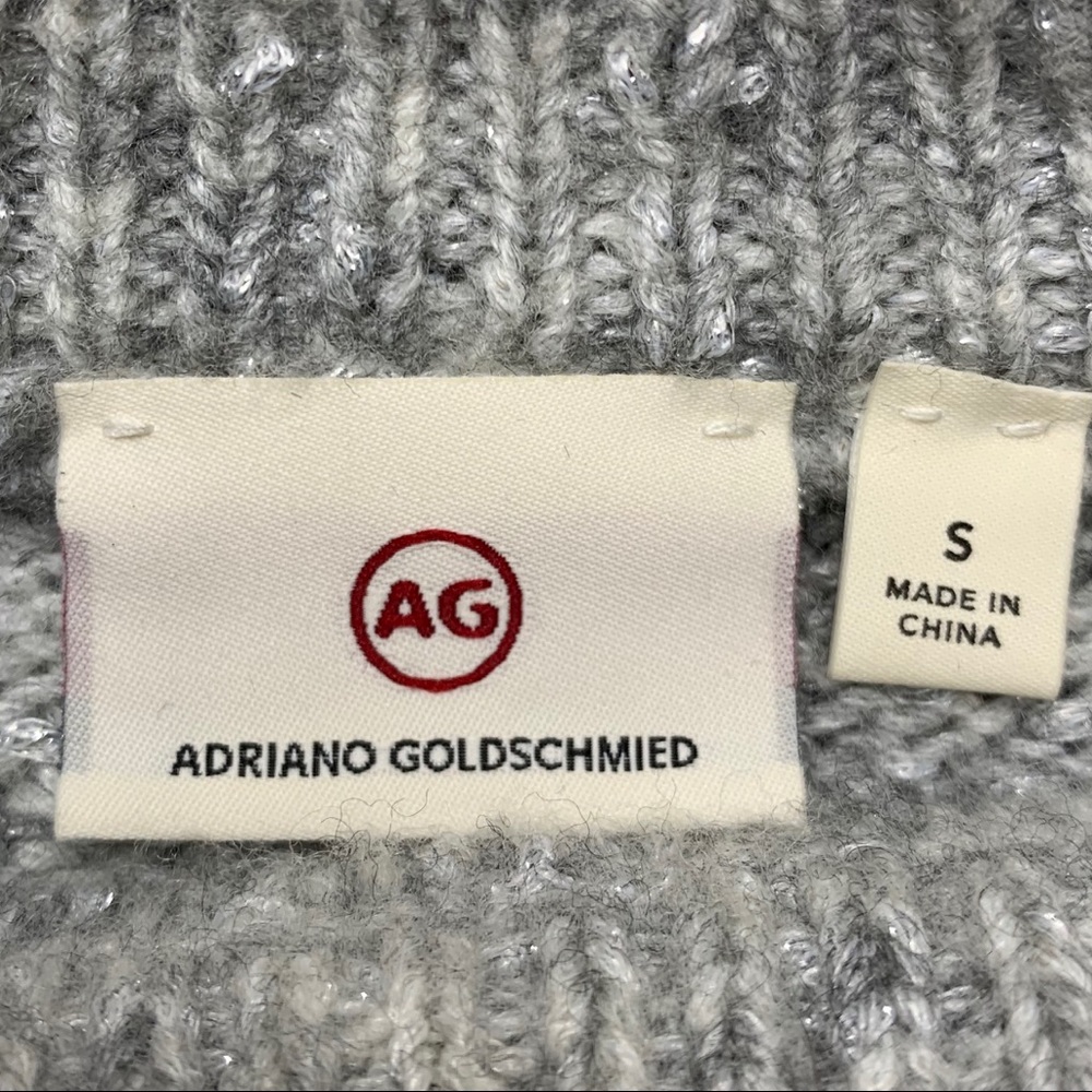 AG Adriano Goldshmied Noelle Sweater in Shimmer Gray Bell Sleeve Chunky Knit - Picture 7 of 8